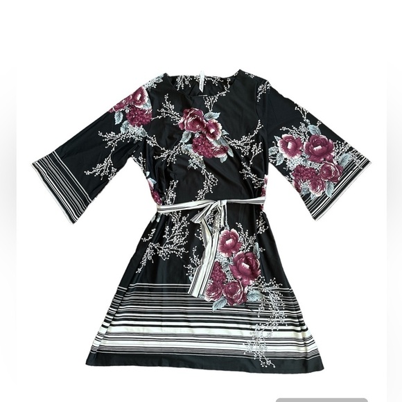 Ny‎ Collection tie waist dress floral plus size 2X nwt Fall School Teacher plum - Picture 4 of 4